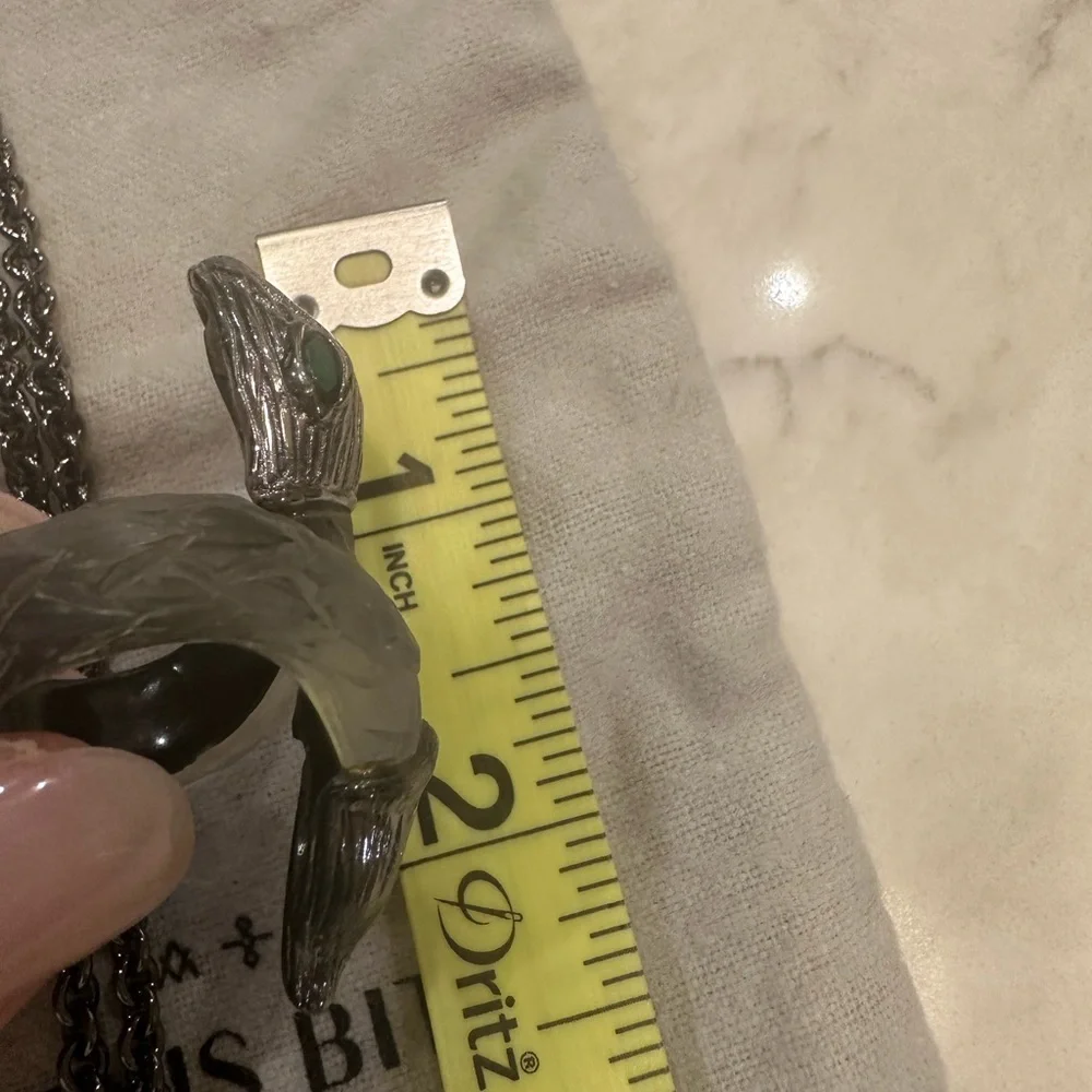 Collectors! Alexis Bittar 5 piece serpent lucite set gray w/green crystals FAB! - Picture 10 of 16